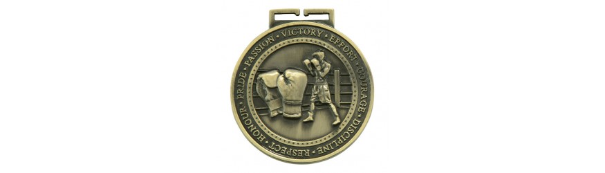 OLYMPIA BOXING MEDAL 70MM - ANTIQUE GOLD, SILVER & BRONZE